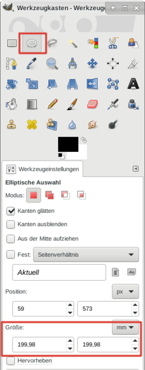 Runde Auswahl, so breit wie hoch