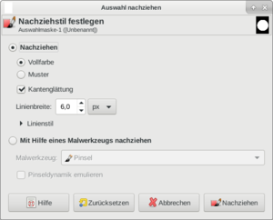 Nachziehen der Auswahl, Linienbreite nach Geschmack festlegen