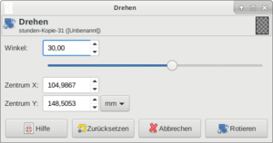 Nur den Winkel einstellen. Das Zentrum ist automatisch die Bildmitte