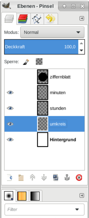 Einige Ebenen nach unten vereinigt