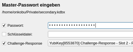 KeepassXC with Yubikey as 2nd factor, slot 2